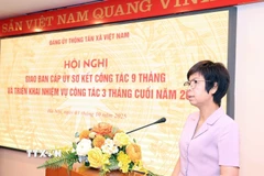 Bí thư Đảng ủy, Tổng Giám đốc TTXVN Vũ Việt Trang phát biểu kết luận hội nghị. (Ảnh: Tuấn Anh/TTXVN)