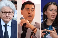 Từ trái qua: Thierry Breton, Imran Ahmed và Clare Melford nằm trong số các cá nhân bị Mỹ trừng phạt. (Ảnh: Getty Images/AP)