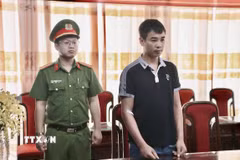 Đối tượng Đỗ Đình Dũng tại cơ quan Công an. (Ảnh: TTXVN phát)