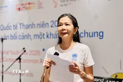 Bà Pauline Tamesis, Điều phối viên thường trú Liên hợp quốc tại Việt Nam phát biểu tại sự kiện. (Ảnh: Việt Đức/TTXVN)