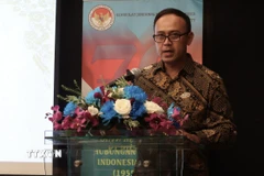 Ông Adiguna Wijaya, Quyền Tổng lãnh sự Indonesia tại TP Hồ Chí Minh, phát biểu tại diễn đàn. (Ảnh: Xuân Anh/TTXVN)
