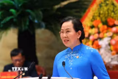 Đồng chí Lê Thị Thủy, Ủy viên Trung ương Đảng, Ủy viên Ban Thường vụ Đảng ủy Mặt trận Tổ quốc, các đoàn thể Trung ương, Bí thư Đảng ủy, Chủ tịch Trung ương Hội Liên hiệp Phụ nữ Việt Nam. (Ảnh tư liệu: Văn Điệp/TTXVN)