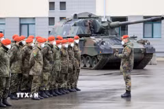 Binh sỹ Đức tại một căn cứ quân sự ở Rukla, Litva, ngày 22/2/2022. (Ảnh: AFP/TTXVN)