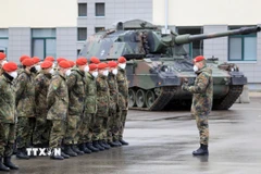 Binh sỹ Đức tại một căn cứ quân sự ở Rukla, Litva, ngày 22/2/2022. (Ảnh: AFP/TTXVN)