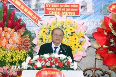 Mục sư Trần Thanh Truyện, Hội trưởng Giáo hội Cơ đốc Phục lâm Việt Nam, phát biểu khai mạc Đại hội. (Ảnh: Xuân Khu/TTXVN)