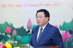 Đồng chí Nguyễn Xuân Thắng, Ủy viên Bộ Chính trị, Giám đốc Học viện Chính trị Quốc gia Hồ Chí Minh, Chủ tịch Hội đồng Lý luận Trung ương phát biểu khai mạc Hội nghị. (Ảnh: Phương Hoa/TTXVN)