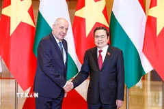 Chủ tịch Quốc hội Trần Thanh Mẫn hội kiến Tổng thống Hungary Sulyok Tamas. (Ảnh: Doãn Tấn/TTXVN)