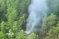 Hiện trường vụ tai nạn máy bay chở khách An-24 ở tỉnh Amur thuộc vùng Viễn Đông của Nga. (Ảnh: TASS/TTXVN)