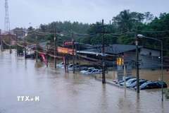 Cảnh ngập lụt tại Hat Yai, tỉnh Songkhla , Thái Lan, ngày 25/11/2025. (Ảnh: THX/TTXVN)