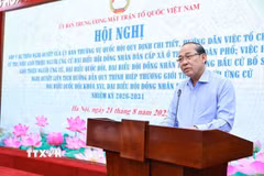 Phó Chủ tịch Ủy ban Trung ương MTTQ Việt Nam Hoàng Công Thủy phát biểu. (Ảnh: Minh Đức/TTXVN)