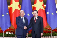 Chủ tịch Quốc hội Trần Thanh Mẫn hội kiến Chủ tịch Hội đồng châu Âu António Costa. (Ảnh: Doãn Tấn/TTXVN)