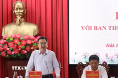 Đồng chí Nguyễn Thanh Nghị, Ủy viên Bộ Chính trị, Bí thư Trung ương Đảng, Trưởng Ban Chính sách, chiến lược Trung ương phát biểu. (Ảnh:Tuấn Anh/TTXVN)
