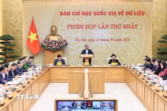 Thủ tướng Phạm Minh Chính chủ trì Phiên họp thứ Nhất của Ban Chỉ đạo quốc gia về Dữ liệu. (Ảnh: Dương Giang/TTXVN)