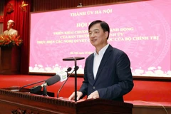 Bí thư Thành ủy Nguyễn Duy Ngọc phát biểu chì đạo tại Hội nghị. (Nguồn: Cổng thông tin điện tử UBND thành phố Hà Nội)
