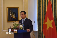 Đại sứ Việt Nam tại Ba Lan Hà Hoàng Hải phát biểu. (Ảnh TTXVN phát)