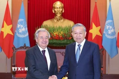 Tổng Bí thư Tô Lâm tiếp Tổng Thư ký Liên hợp quốc António Guterres. (Ảnh: Thống Nhất/TTXVN)