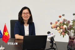 Bà Trần Thị Thanh Mỹ, Trưởng Cơ quan Thương vụ Việt Nam tại Australia, chia sẻ với phóng viên TTXVN về tiềm năng quan hệ thương mại và đầu tư Việt Nam-Australia. (Ảnh: Trung Trang/TTXVN)