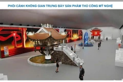 Phối cảnh không gian trưng bày sản phẩm thủ công mỹ nghệ.