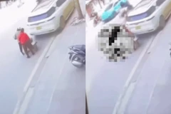 Hiện trường vụ tai nạn. (Ảnh cắt từ clip)