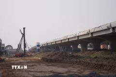 Nhiều gói thầu của Dự án thành phần 7- đầu tư xây dựng đường Vành đai 3 Tp. Hồ Chí Minh đoạn qua địa phận tỉnh Tây Ninh đạt trên 90% khối lượng. (Ảnh: Bùi Giang/TTXVN)