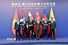 Phó Thủ tướng, Bộ trưởng Ngoại giao Bùi Thanh Sơn (ngoài cùng bên trái) cùng lãnh đạo các nước Lào, Thái Lan, Trung Quốc, Campuchia, Myanmar, chụp ảnh chung. (Ảnh: TTXVN phát)
