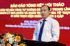 Phó Giáo sư-Tiến sỹ Lê Hải Bình, Ủy viên Trung ương Đảng, Phó Giám đốc Thường trực Học viện Chính trị quốc gia Hồ Chí Minh phát biểu kết luận. (Ảnh: Đỗ Bình/TTXVN)