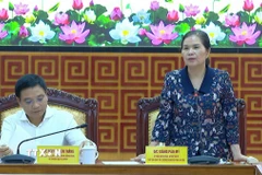 Bí thư Tỉnh ủy Lai Châu Giàng Páo Mỷ phát biểu tại buổi làm việc. (Ảnh: TTXVN phát)