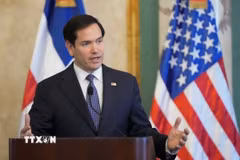 Ngoại trưởng Mỹ Marco Rubio phát biểu trong một cuộc họp báo. (Ảnh: Reuters/TTXVN)
