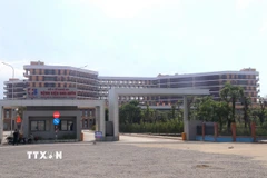 Bệnh viện Ung bướu Nghệ An sẵn sàng cho lễ khánh thành vào dịp 80 năm Quốc khánh 2/9. (Ảnh: Trịnh Duy Hưng/TTXVN)