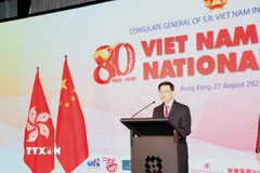 Ông Lý Gia Siêu phát biểu chúc mừng Quốc khánh Việt Nam. (Ảnh: Xuân Vịnh/TTXVN)