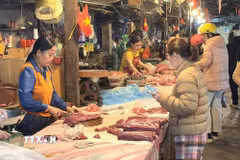 Ngày mùng 6 Tết, thị trường cơ bản trở lại trạng thái bình thường. (Ảnh: Quốc Lũy/TTXVN)