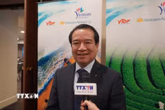 Ông Hà Văn Siêu, Phó Cục trưởng Cục Du lịch Quốc gia Việt Nam, trả lời phỏng vấn phóng viên TTXVN tại Australia. (Ảnh: Lê Đạt/TTXVN)