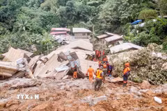 Hện trường vụ lở đất ở tỉnh Davao de Oro, Philippines, ngày 7/2/2024. (Ảnh: THX/TTXVN)