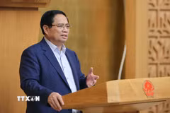 Thủ tướng Phạm Minh Chính chủ trì cuộc họp Chính phủ về tháo gỡ khó khăn, vướng mắc trong thực hiện chính quyền địa phương hai cấp. (Ảnh: Dương Giang/TTXVN)
