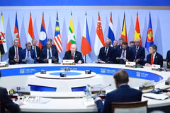 Phiên họp toàn thể Hội nghị Cấp cao Kỷ niệm 35 năm quan hệ ASEAN-Nga. (Ảnh: Dương Giang/TTXVN)