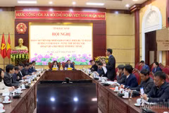 Thường trực Ban Chỉ đạo Dự án đường Vành đai 4- Vùng Thủ đô Hà Nội tỉnh Bắc Ninh tổ chức hội nghị đôn đốc tiến độ triển khai Dự án đường Vành đai 4, đoạn qua địa phận tỉnh Bắc Ninh. (Ảnh: bacninhtv)