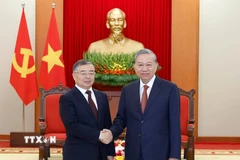 Tổng Bí thư Tô Lâm tiếp đồng chí Lý Thư Lỗi, Ủy viên Bộ Chính trị, Bí thư Ban Bí thư, Trưởng Ban Tuyên truyền Trung ương, Đảng Cộng sản Trung Quốc. (Ảnh: Thống Nhất/TTXVN)