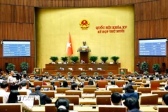 Quốc hội biểu quyết thông qua Luật Hàng không dân dụng Việt Nam (sửa đổi). (Ảnh: Doãn Tấn/TTXVN)