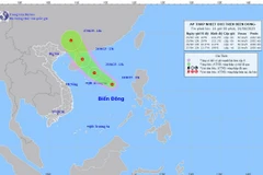 Trưa 24/6, vùng áp thấp trên khu vực Bắc Biển Đông đã mạnh lên thành áp thấp nhiệt đới. (Nguồn: nchmf)