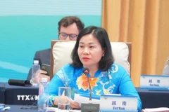 Bà Nguyễn Thị Tuyến, Ủy viên Trung ương Đảng, Chủ tịch Hội Liên hiệp Phụ nữ Việt Nam chia sẻ những nỗ lực và thành tựu mà Việt Nam đạt được trong thúc đẩy bình đẳng giới và trao quyền cho phụ nữ. (Ảnh: TTXVN phát)