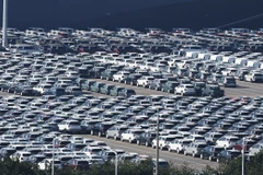 Xe ôtô xuất khẩu tại cảng Pyeongtaek, tỉnh Gyeonggi ngày 1/11. (Nguồn: Yonhap)