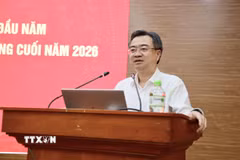 Đồng chí Nguyễn Thanh Nghị, Ủy viên Bộ Chính trị, Bí thư Trung ương Đảng, Trưởng Ban Chính sách, chiến lược Trung ương chủ trì hội nghị. (Ảnh: TTXVN)