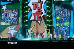 Chương trình nghệ thuật đặc biệt “Tôi yêu Tổ quốc tôi” tại Lễ bế mạc Triển lãm Thành tựu Đất nước 80 năm. (Ảnh: Dương Giang/TTXVN)