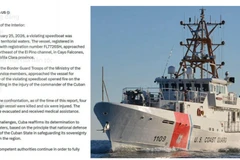 Thông cáo của Cuba về việc bắn hạ 4 tay súng trên một tàu cao tốc treo cờ Mỹ. (Nguồn: RT)