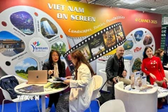 Các đối tác trao đổi với các nhà sản xuất phim Việt Nam. (Ảnh: Nguyễn Thu Hà/TTXVN)