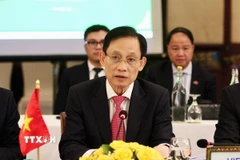 Bộ trưởng Bộ Ngoại giao Việt Nam Lê Hoài Trung phát biểu tại kỳ họp. (Ảnh: Quang Anh/TTXVN)