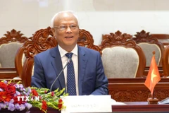 Đồng chí Uông Chu Lưu, nguyên Ủy viên Trung ương Đảng, nguyên Phó Chủ tịch Quốc hội, Chủ tịch Ủy ban Hòa bình Việt Nam phát biểu. (Ảnh: Xuân Tú/TTXVN)