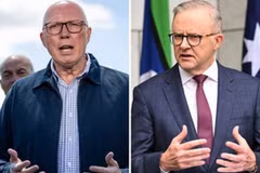 Thủ tướng Anthony Albanese (phải) và lãnh đạo liên đảng đối lập Peter Dutton. (Ảnh: The Australian)