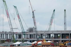 Một tòa nhà trung tâm dữ liệu đang được xây dựng tại Công viên công nghệ Sedenak ở bang Johor của Malaysia, tháng 9/2024. (Ảnh: AP)