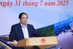 Thủ tướng Phạm Minh Chính chủ trì hội nghị. (Ảnh: Dương Giang/TTXVN)